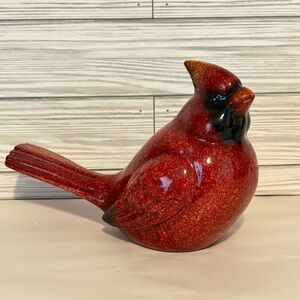 Vibrant Red Cardinal Bird Figurine Statue  Glossy Finish Home Decor 9”
